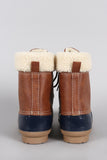 Shearling Cuff Round Toe Lace Up Duck Ankle Boots