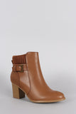 Wild Diva Lounge Ribbed Sweater Cuff Heeled Ankle Boots