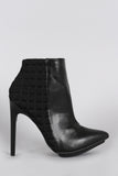 Checker Embossed Pointy Toe Stiletto Booties