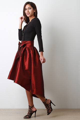 Taffeta High Low Pleated Skirt