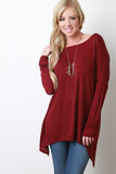 Shark Bite Hem Solid Dolman Top