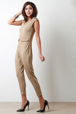 V Neck Faux Pocket Jumpsuit