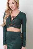 Corset Lace Up Panel Crop Top