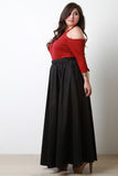 Taffeta Flared Maxi Skirt