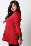 Bell Sleeves Mock Neck Keyhole Top