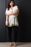 Metallic Gold Knit Trim Kimono Top
