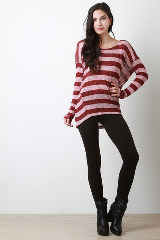 Loose Knit Striped Long Sleeve Top