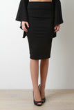 Stretchy Textured Midi Pencil Skirt