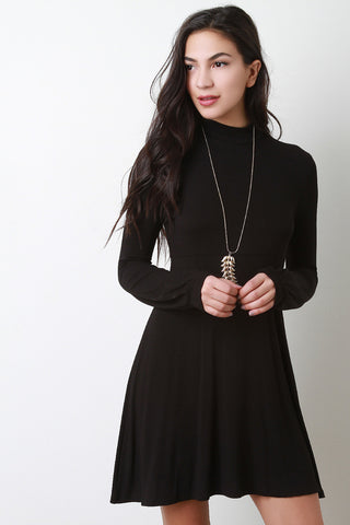 Mock Neck Long Sleeve Dress