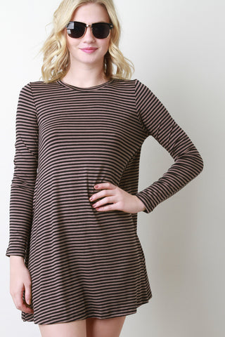 Striped Long Sleeves Shift Dress