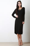 Twisted Backless Long Sleeve Shift Dress