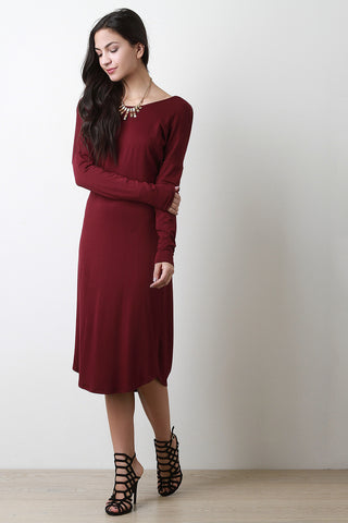 Twisted Backless Long Sleeve Shift Dress