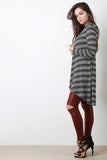 Stripe Detailed Thermal High Low Cardigan