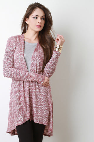 Marled Thermal Knit Long Cardigan