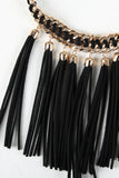 Suede Tassels Threaded Chain Necklace