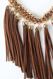 Suede Tassels Threaded Chain Necklace