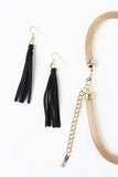 Chain And Suede Fringe Mesh Tube Necklace