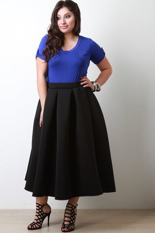 Scuba Box Pleated A-Line Skirt