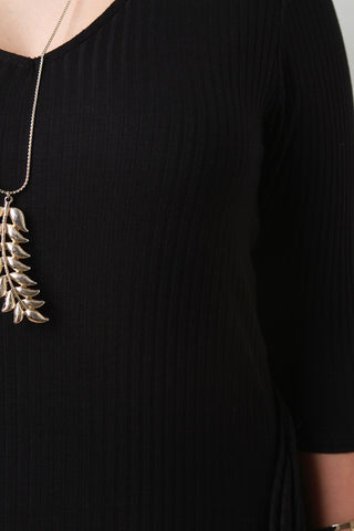 Ribbed Diagonal Midi Dress