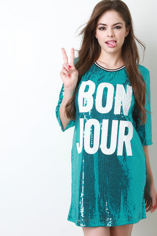 Bon Jour Sequin Boxy Shift Dress