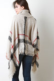 Plaid Turtleneck Poncho