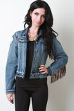 Ripped Vegan Suede Fringe Jacket