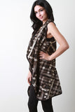 Plaid Short Fur Longline Vest