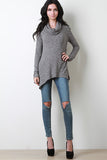 Marled Rib Knit Cowl Top