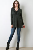 Marled Soft Knit Cowl Neck Long Sleeves Hooded Top