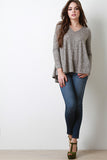 Marled Paneled Rib Knit Top