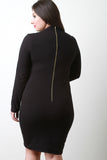 Mock Neck Long Sleeve Bodycon Dress