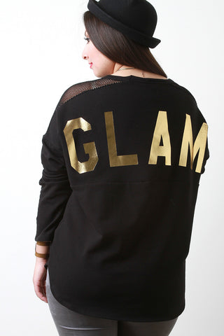 Glam Mesh Shoulder Sweater Top