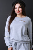 Zippered Trim Long Sleeves Sweatshirt