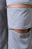 Zippered Drawstring Jogging Pants