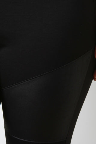 Double Vegan Leather Panel Leggings