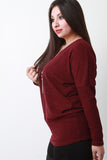 Round Neck Dolman Long Sleeves Necklace Sweater Top