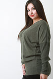 Round Neck Dolman Long Sleeves Necklace Sweater Top