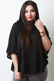 kangaroo pocket Round Hem Hooded Poncho