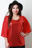 Sequin Chiffon Sleeve Top