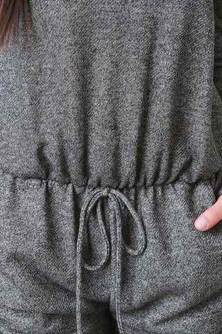 French Terry Slit Knees Sweat Jumpsuit