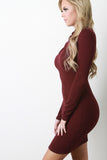 Crepe Ribbed Jersey Crossover Keyhole Dress