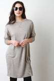 Round Neck Long Dolman Sleeves Tunic Top