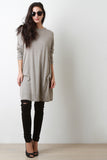 Round Neck Long Dolman Sleeves Tunic Top