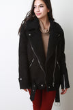 Oversize Shearling Asymmetrical Zipper Jacket