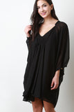 Gathered Chiffon Dolman Dress