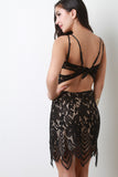 Cut Out Back Tie Floral Lace Dress