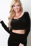 Velvet Long Sleeve Crop Top