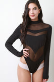 Mesh Panel Mock Neck Bodysuit