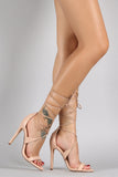 Liliana Leather Lace Up Open Toe Heel