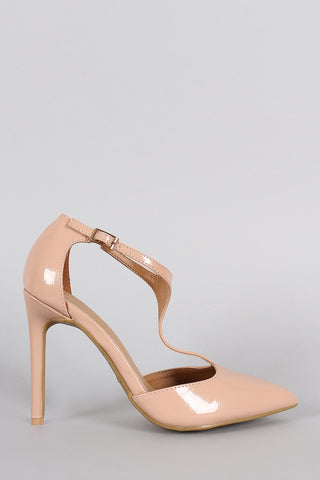 Patent Vegan Leather T-Strap Pointy Toe Pump